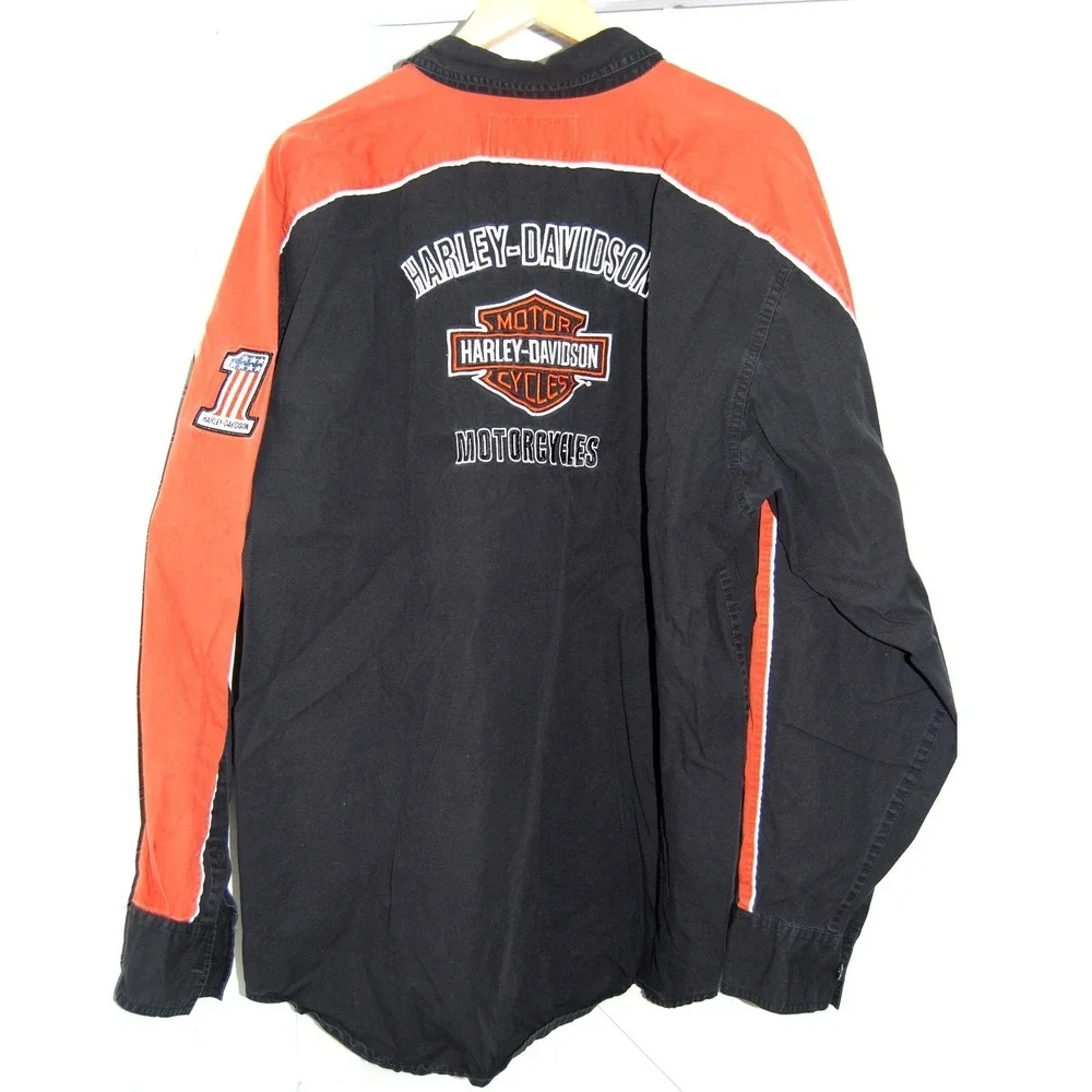 Vtg Harley Davidson Button-up shirt Men's XL long sleeve Embroidered Logos
